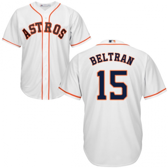 Men's Majestic Houston Astros #15 Carlos Beltran Replica White Home Cool Base MLB Jersey - Ujersey