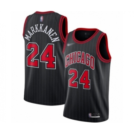 Men's Chicago Bulls #24 Lauri Markkanen Authentic Black Finished Basketball Jersey - Statement Edition - Ujersey