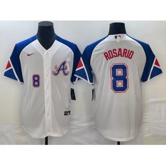Men's Atlanta Braves #8 Eddie Rosario Number White 2023 City Connect Cool Base Stitched Jersey1 - Ujersey