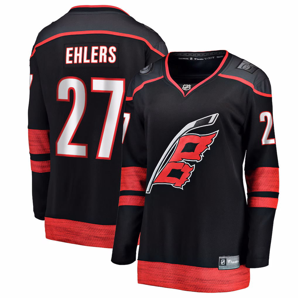 Women's Carolina Hurricanes Nikolaj Ehlers Fanatics Black Home Breakaway Jersey - ujerseystore