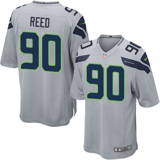 Men's Nike Seattle Seahawks #90 Jarran Reed Game Grey Alternate NFL Jersey - Ujersey