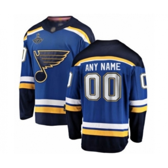 Youth St. Louis Blues Customized Fanatics Branded Royal Blue Home Breakaway 2019 Stanley Cup Champions Hockey Jersey - Ujersey