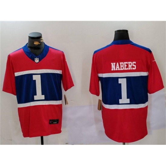 Men's New York Giants #1 Malik Nabers Red 2024 F.U.S.E. Vapor Untouchable Limited Football Stitched Jersey - Ujersey