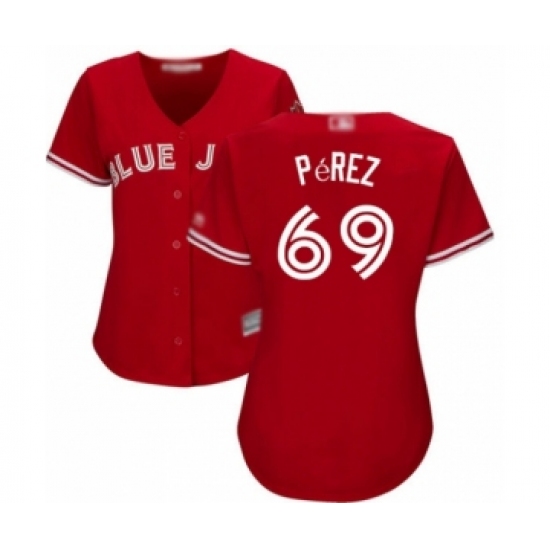 Women's Toronto Blue Jays #69 Hector Perez Authentic Scarlet Alternate Baseball Player Jersey - Ujersey