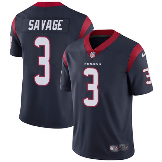 Youth Nike Houston Texans #3 Tom Savage Elite Navy Blue Team Color NFL Jersey - Ujersey