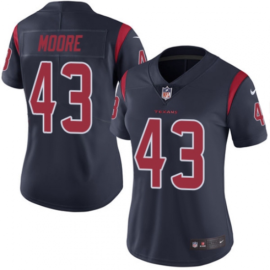 Women's Nike Houston Texans #43 Corey Moore Limited Navy Blue Rush Vapor Untouchable NFL Jersey - Ujersey