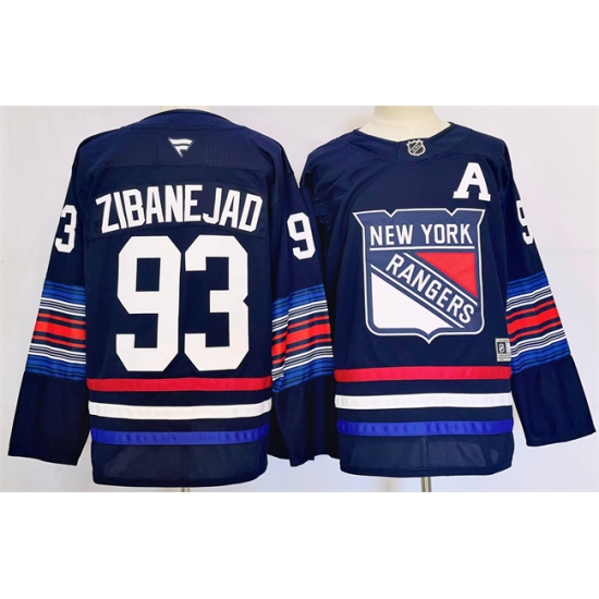 Men's New York Rangers #93 Mika Zibanejad Navy 2024-25 Stitched Jersey - Ujersey