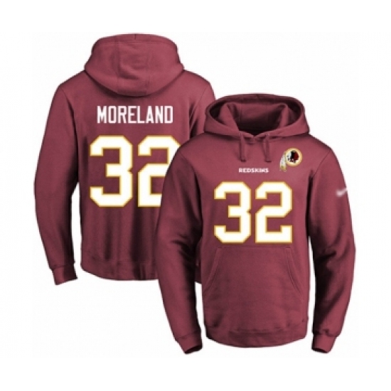 Football Men's Washington Redskins #32 Jimmy Moreland Red Name & Number Pullover Hoodie - Ujersey