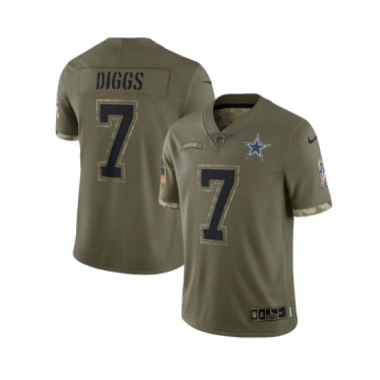 Men's Dallas Cowboys #7 Trevon Diggs 2022 Olive Salute To Service Limited Stitched Jersey - Ujersey