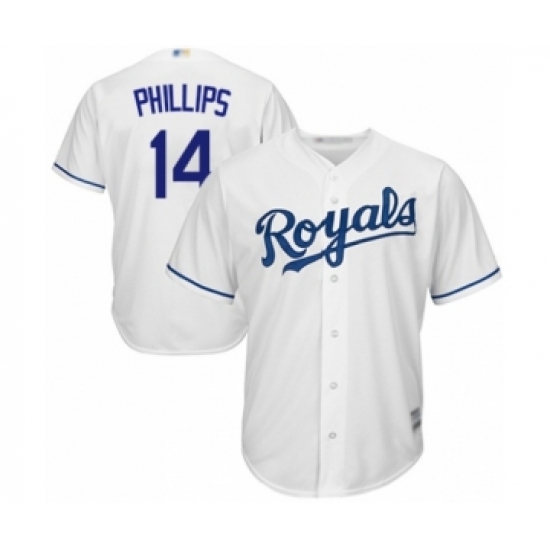 Youth Kansas City Royals #14 Brett Phillips Authentic White Home Cool Base Baseball Player Jersey - Ujersey