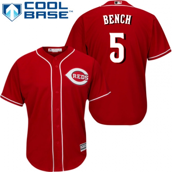 Men's Majestic Cincinnati Reds #5 Johnny Bench Replica Red Alternate Cool Base MLB Jersey - Ujersey