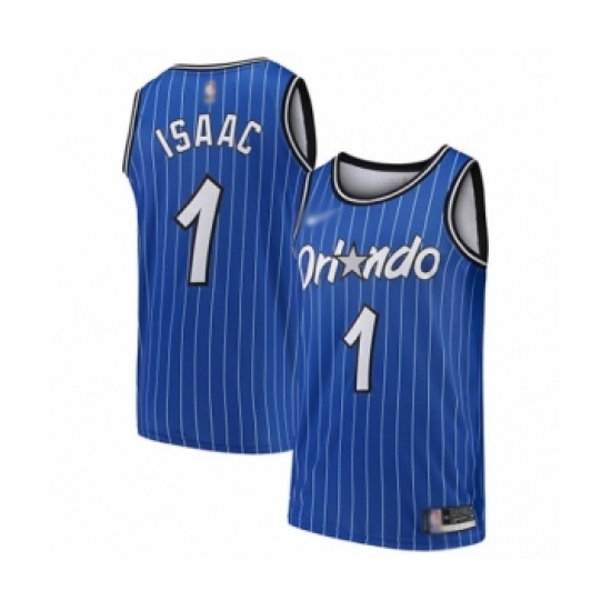 Women's Orlando Magic #1 Jonathan Isaac Swingman Blue Hardwood Classics Basketball Jersey - Ujersey