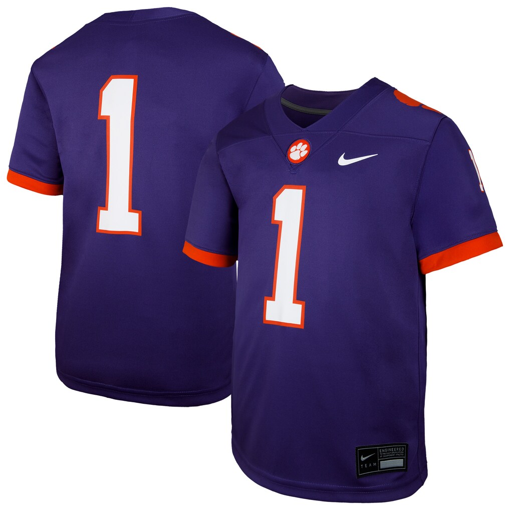 Youth Nike #1 Purple Clemson Tigers Untouchable Replica Game Jersey - ujerseystore