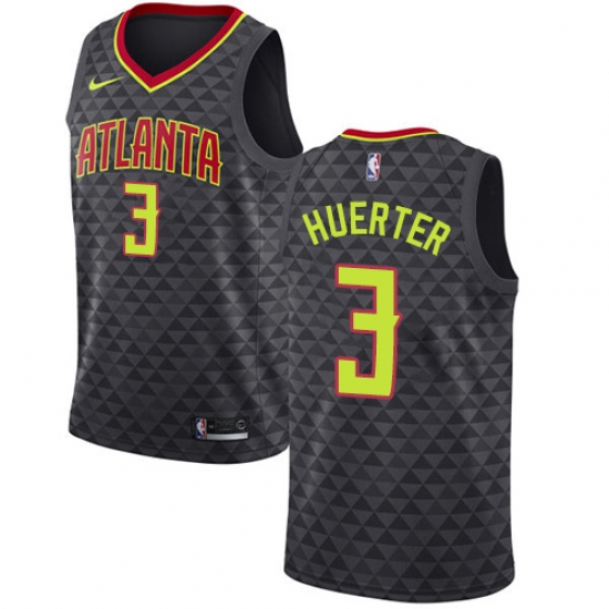 Men's Nike Atlanta Hawks #3 Kevin Huerter Swingman Black NBA Jersey - Icon Edition - Ujersey