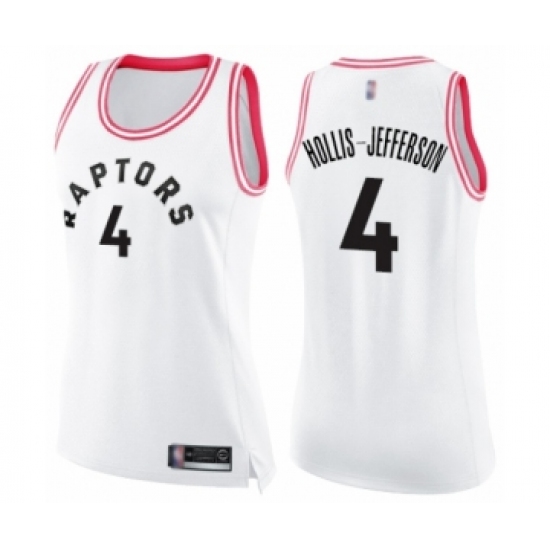Women's Toronto Raptors #4 Rondae Hollis-Jefferson Swingman White Pink Fashion Basketball Jersey - Ujersey
