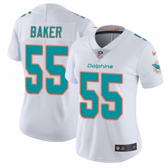 Women's Nike Miami Dolphins #55 Jerome Baker White Vapor Untouchable Limited Player NFL Jersey - Ujersey