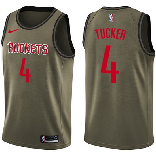 Men's Nike Houston Rockets #4 PJ Tucker Green Salute to Service NBA Swingman Jersey - Ujersey