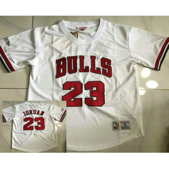 Men's Chicago Bulls #23 Michael Jordan White Short Sleeved AU Throwback Jersey - Ujersey