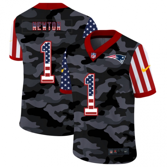 Men's New England Patriots #1 Cam Newton Camo Flag Nike Limited Jersey - Ujersey