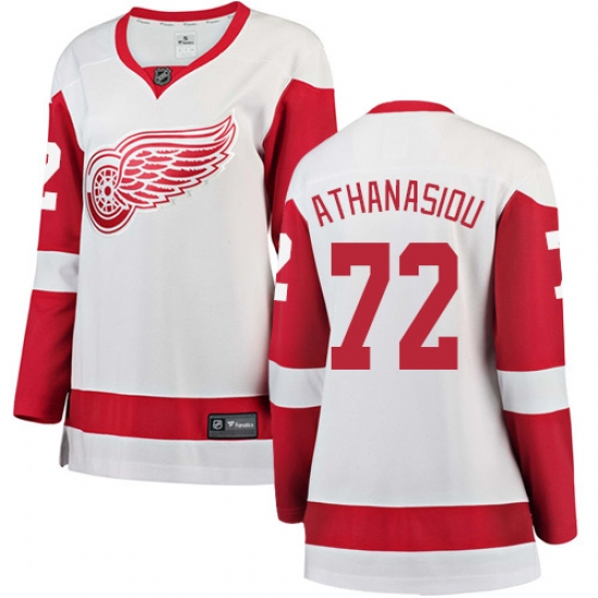 Women's Detroit Red Wings #72 Andreas Athanasiou Authentic White Away Fanatics Branded Breakaway NHL Jersey - Ujersey