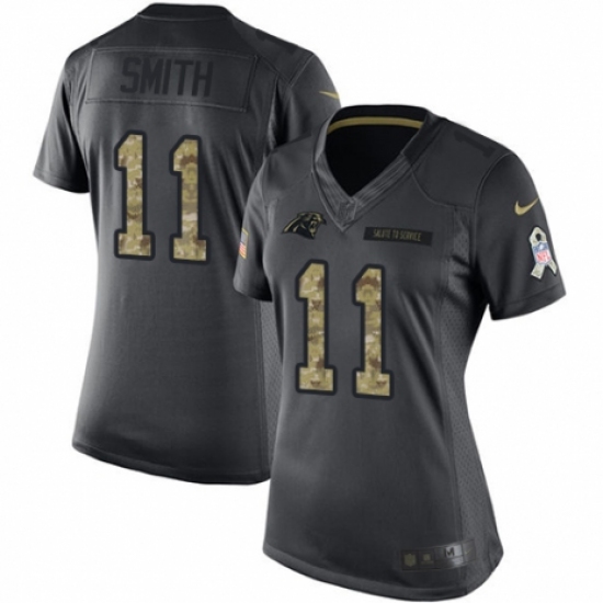 Women's Nike Carolina Panthers #11 Torrey Smith Limited Black 2016 Salute to Service NFL Jersey - Ujersey