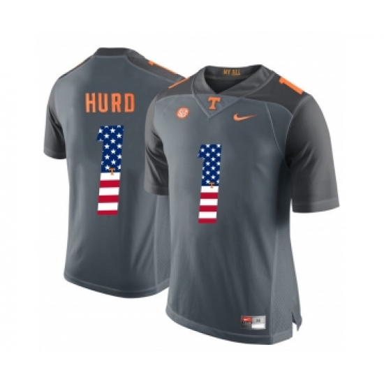 Tennessee Volunteers 1 Jalen Hurd Gray USA Flag College Football Jersey - Ujersey