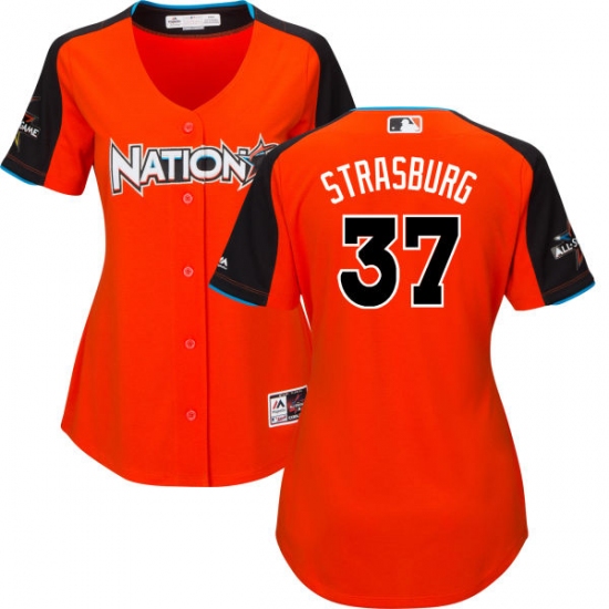 Women's Majestic Washington Nationals #37 Stephen Strasburg Replica Orange National League 2017 MLB All-Star MLB Jersey - Ujersey