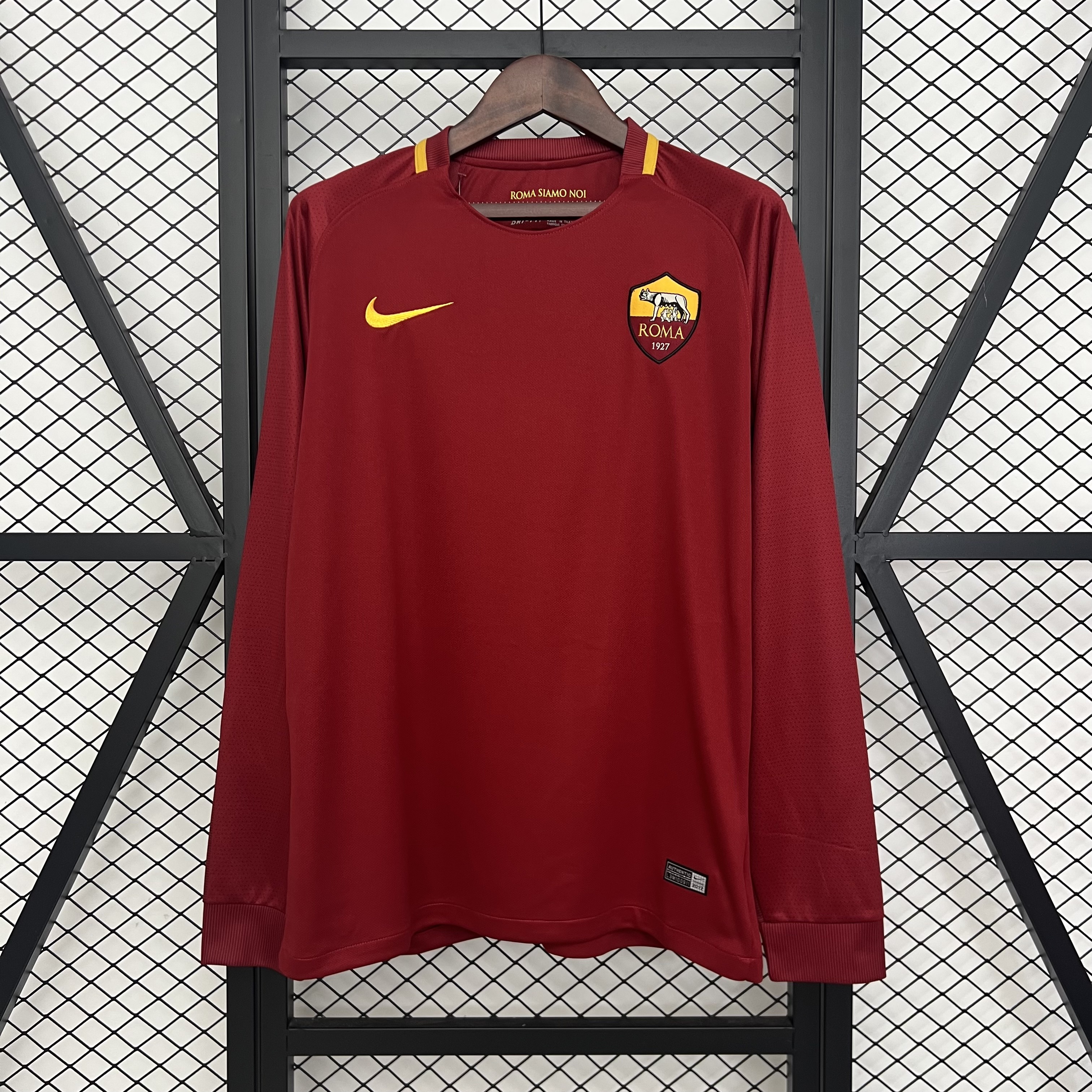Roma Retro Soccer Jersey Home Long Sleeve Custom Shirt 2017/18 - ujerseystore