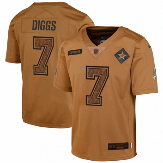 Youth Dallas Cowboys #7 Trevon Diggs Nike Brown 2023 Salute To Service Limited Jersey - Ujersey