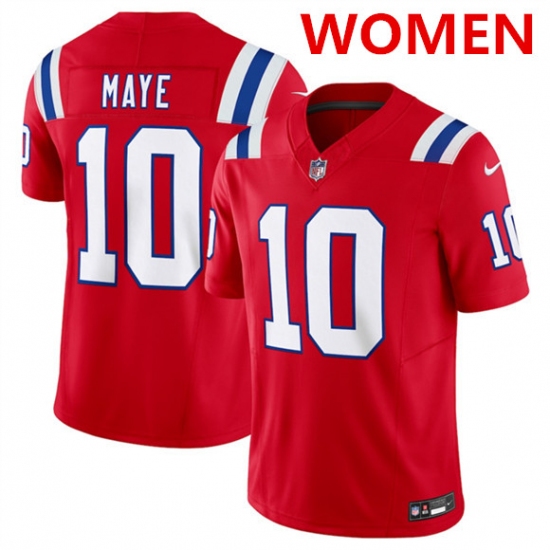 Women's New england patriots #10 drake maye red 2024 f.u.s.e. navy vapor untouchable limited football stitched jersey(run small) - Ujersey