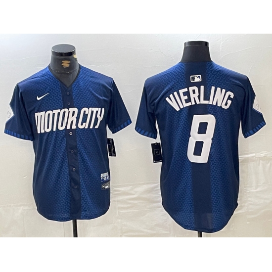 Men's Detroit Tigers #8 Matt Vierling Navy 2024 City Connect Cool Base Limited Stitched Jersey