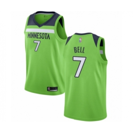 Men's Minnesota Timberwolves #7 Jordan Bell Authentic Green Basketball Jersey Statement Edition - Ujersey