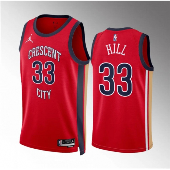 Men's New Orleans Pelicans #33 Malcolm Hill Red Statement Edition Stitched Basketball Jersey - Ujersey
