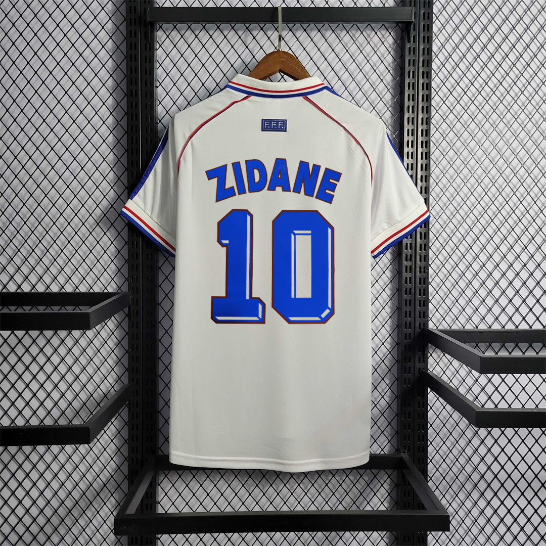 Zidane#10 France Retro Soccer Jersey Away Shirt World Cup 1998 - U-jersey
