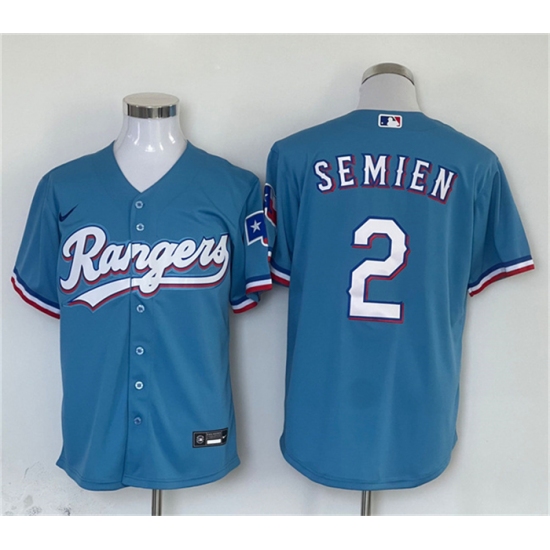 Men's Texas Rangers #2 Marcus Semien Blue Cool Base Stitched Baseball Jersey - Ujersey