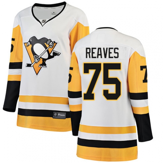 Women's Pittsburgh Penguins #75 Ryan Reaves Authentic White Away Fanatics Branded Breakaway NHL Jersey - Ujersey