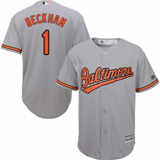 Men's Majestic Baltimore Orioles #1 Tim Beckham Replica Grey Road Cool Base MLB Jersey - Ujersey