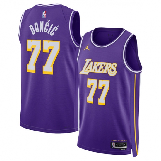 Men's Los Angeles Lakers #77 Luka Doncic Purple 2025 Statement Edition Stitched Basketball Jersey - ujerseystore