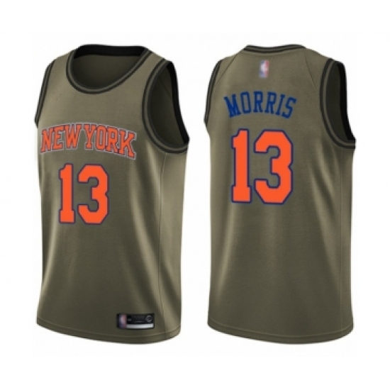 Men's New York Knicks #13 Marcus Morris Swingman Green Salute to Service Basketball Jersey - Ujersey