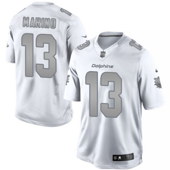 Men's Nike Miami Dolphins #13 Dan Marino Limited White Platinum NFL Jersey - Ujersey