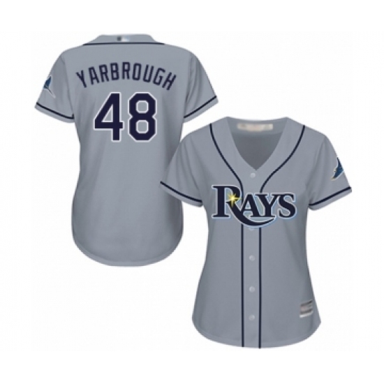 Women's Tampa Bay Rays #48 Ryan Yarbrough Authentic Grey Road Cool Base Baseball Player Jersey - Ujersey