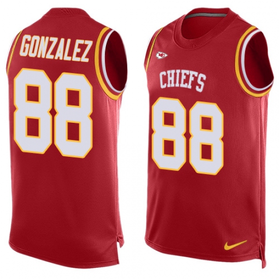 Men's Nike Kansas City Chiefs #88 Tony Gonzalez Limited Red Player Name & Number Tank Top NFL Jersey - Ujersey