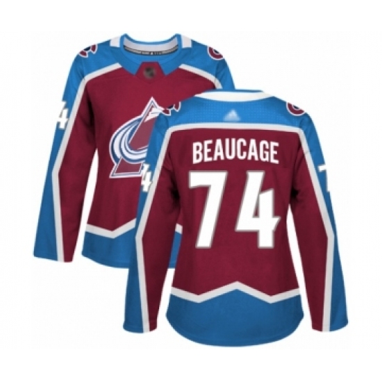 Women's Colorado Avalanche #74 Alex Beaucage Authentic Burgundy Red Home Hockey Jersey - Ujersey