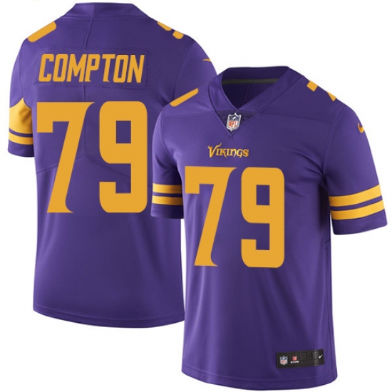 Men's Nike Minnesota Vikings #79 Tom Compton Limited Purple Rush Vapor Untouchable NFL Jersey - Ujersey