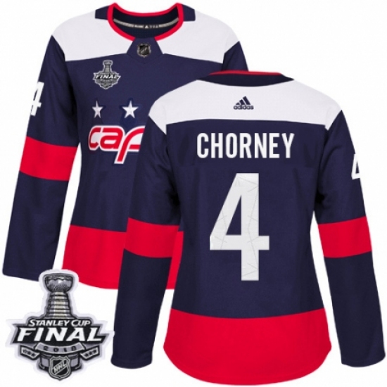 Women's Adidas Washington Capitals #4 Taylor Chorney Authentic Navy Blue 2018 Stadium Series 2018 Stanley Cup Final NHL Jersey - Ujersey