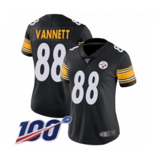 Women's Pittsburgh Steelers #88 Nick Vannett Black Team Color Vapor Untouchable Limited Player 100th Season Football Jersey - Ujersey
