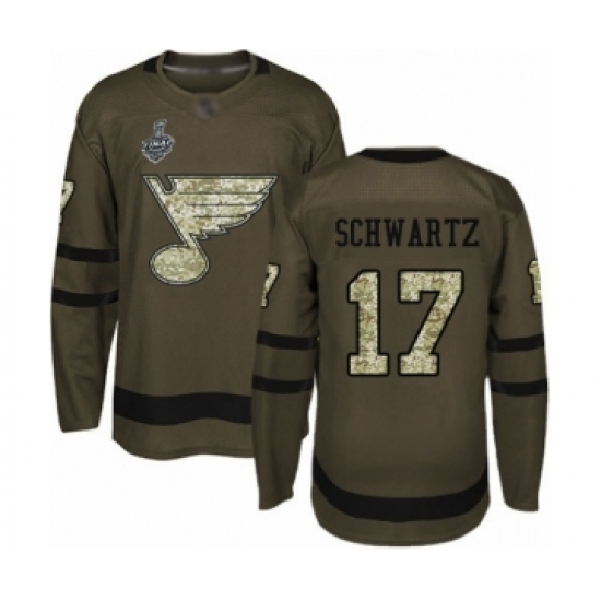Youth St. Louis Blues #17 Jaden Schwartz Authentic Green Salute to Service 2019 Stanley Cup Final Bound Hockey Jersey - Ujersey