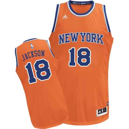 Men's Adidas New York Knicks #18 Phil Jackson Swingman Orange Alternate NBA Jersey - Ujersey