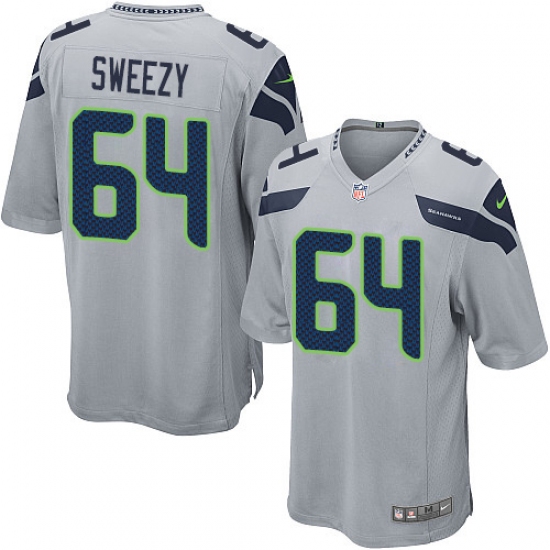 Men's Nike Seattle Seahawks #64 J.R. Sweezy Game Grey Alternate NFL Jersey - Ujersey