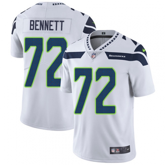 Men's Nike Seattle Seahawks #72 Michael Bennett White Vapor Untouchable Limited Player NFL Jersey - Ujersey